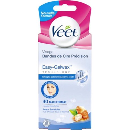 Veet Visage Bandes de Cire Précision Easy-Gelwax Technology par 40 Bandes Maxi Format