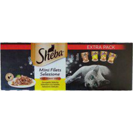 SHEBA Sachets repas mini filets pâtée en sauce sélection à la volaille pour chat 40x85g