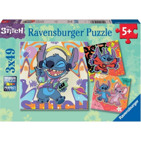 RAVENSBURGER Puzzle 3x49 Pièces Stitch Jouer Toute La Journée