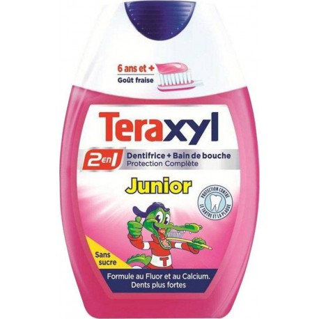 Teraxyl Dentifrice 2en1 Junior Sans Sucre goût Fraise 75ml