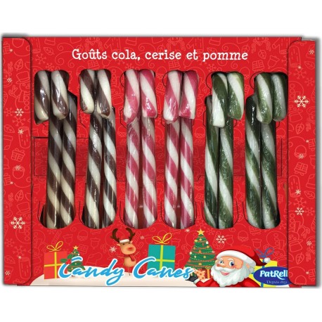 NC Bonbons canes cola cerise pomme les 12 cannes de 15g