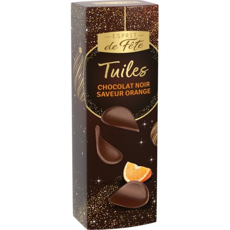 ESPRIT DE FETE Chocolat tuiles noir orange 150g