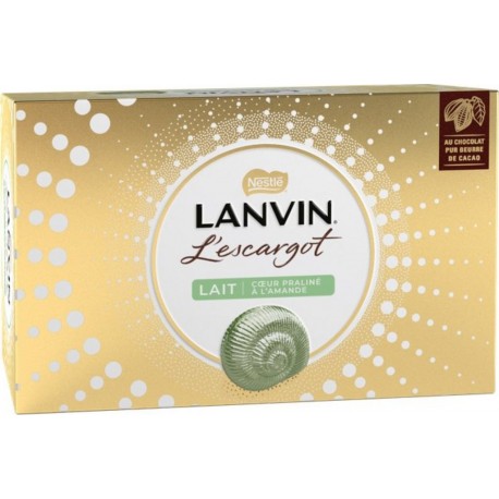 LANVIN Chocolat au lait fourré au praliné amandes Escargot 164g