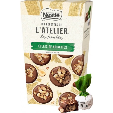 LES RECETTES DE ATELIER Chocolat au lait éclats de noisettes les bouchées LES RECETTES DE L'ATELIER 262g