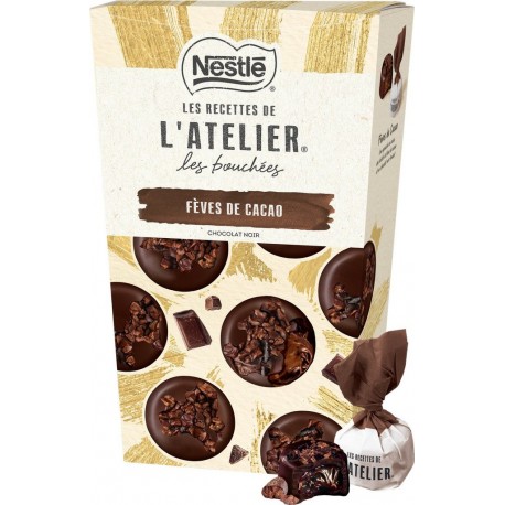 LES RECETTES DE ATELIER Chocolat noir fèves de cacao les bouchées LES RECETTES DE L'ATELIER 262g