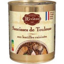 Maison Rivière Saucisses de Toulouse aux Lentilles cuisinées 840g