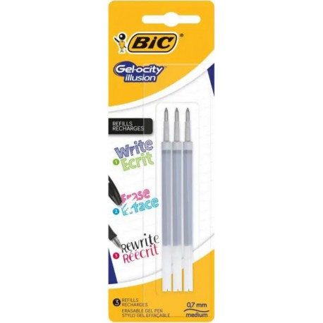 BIC GEL-OCITY ILLUSION RECHARGES BLEU X3