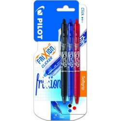 PILOT 3 FRIXION CLICKER BLEU/NOIR/ROUGE 0,7mm MEDIUM