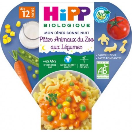 Hipp Assiette bébé ZOO Bio Pâtes+Légumes 12 mois 230g