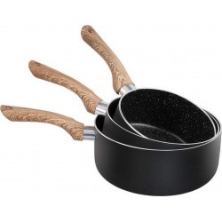 Kitchen Artist set de 3 casseroles antiadhésif 16/18/20cm noir/marron - mep115