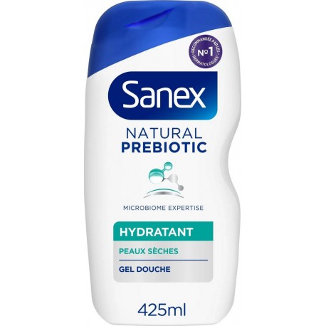 SANEX NATURAL PREBIOTIC GEL DOUCHE GEL HYDRATANT PEAUX SECHES 425ml (lot de 2)