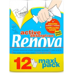RENOVA ACTIVE ESSUIE-TOUT ROULEAUX 12RL BLANC PAPIER OUATE