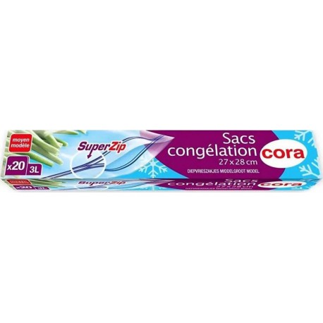 Cora zip Sacs congélation double moyen 3L x20