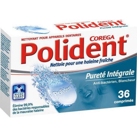 Polident Pureté Intégrale Anti-Bactérien Blancheur 36 Comprimés (lot de 3)