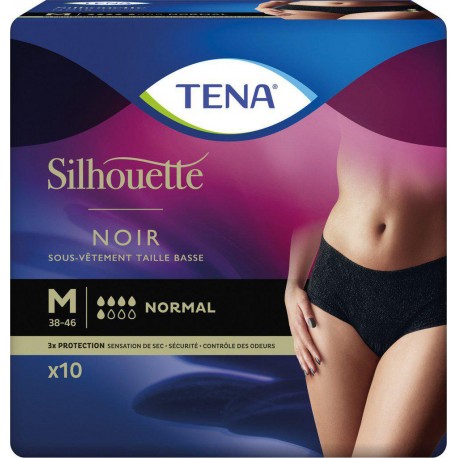 TENA Sous-vêtement Noir Taille basse Medium Triple Action