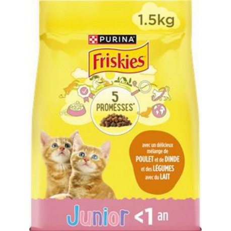 Friskies Croquettes Chats Junior Poulet Lait Légumes 1,5Kg