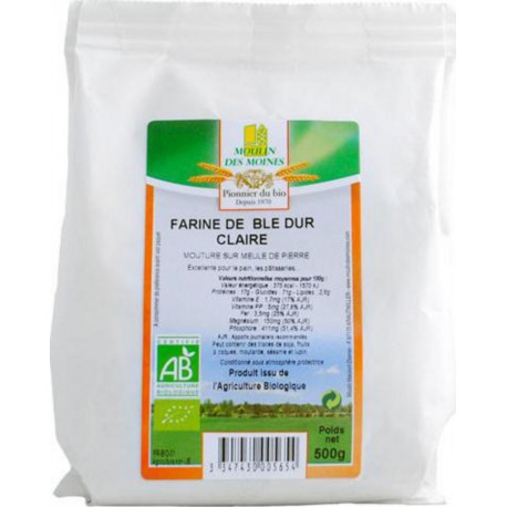 MOULIN DES MOINES FARINE DE BLE DUR CLAIRE 500g