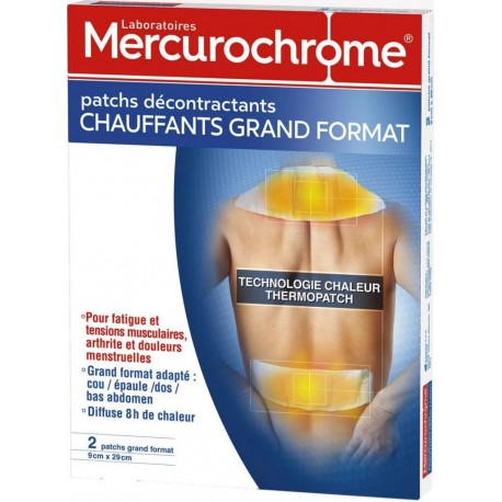 Mercurochrome Patchs chauffants Décontractants grand format x2
