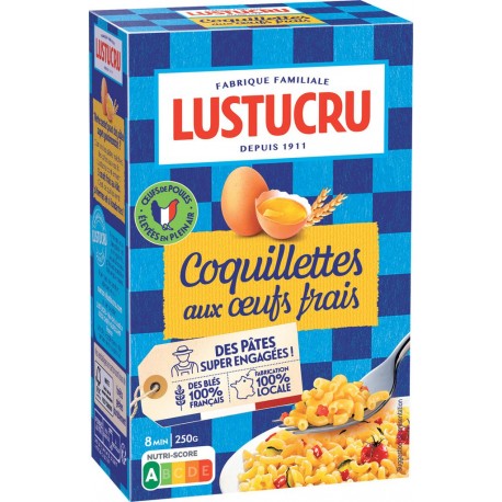 Lustucru Pâtes Coquillettes aux oeufs frais 250g (lot de 2)