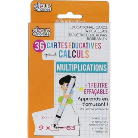 Jeux 2 Momes 36 Cartes éducatives mathématique - Multiplication