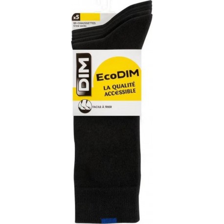 Dim EcoDim Mi Chaussettes Noir Taille 39 à 42 (lot de 5 paires)