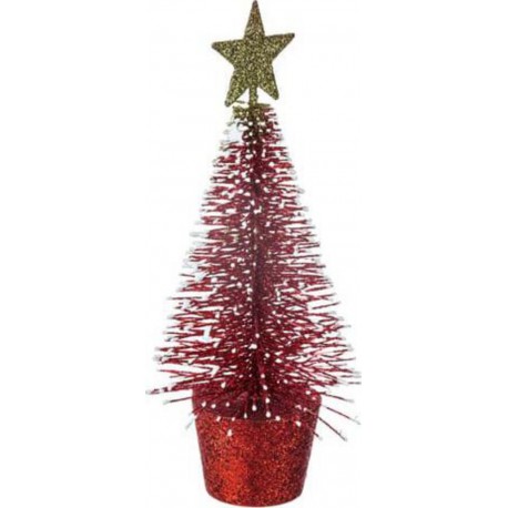 Sapin de Noël Pailletés - Rouge - 14cm (lot de 3)
