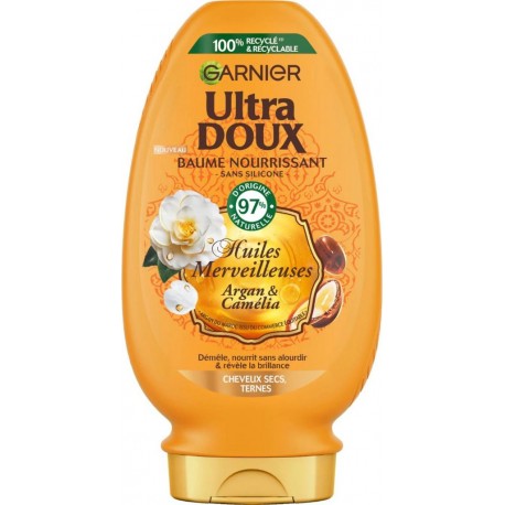 GARNIER Ultra DOUX Après-shampoing Baume Nourissant Cheveux Secs Huiles Merveilleuses Argan & Camélia 250ML