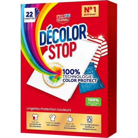 EAU ECARLATE Décolor Stop - Lingettes anti décoloration 2 en 1 Ravive les Couleurs x22 lingettes