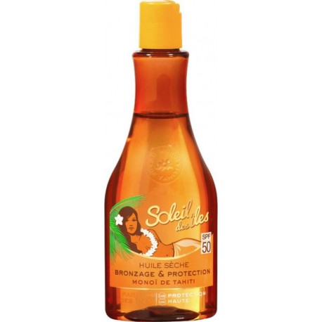 Soleil Des Îles Huile Sèche Bronzage & Protection SPF 50 Monoï de Tahiti Parfum des Îles 150ml (lot de 2)