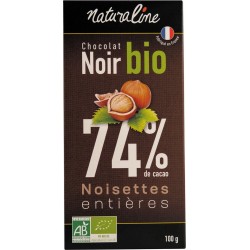 NATURALINE Tablette de chocolat noir aux noisettes bio la tablette de 100g