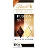 LINDT Tablette de chocolat excellence fusion noir 70% et blanc la tablette de 100g