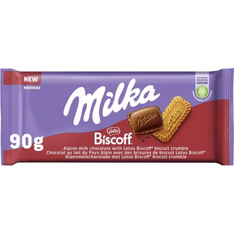MILKA Tablette de chocolat biscoff la tablette de 90g