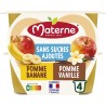 MATERNE Compote Duo Pomme Banane, Pomme Vanille Sans Sucres Ajoutés les 4 pots de 100g