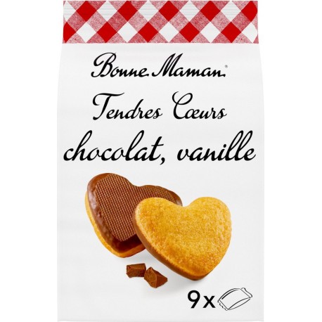 BONNE MAMAN Tendres Cœurs Nappes Chocolat Vanille 225g