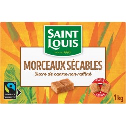 SAINT LOUIS Sucre de Canne en Morceaux Non Raffiné Equitable 1Kg