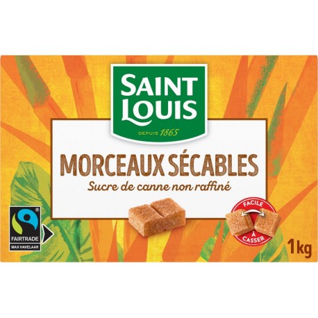 SAINT LOUIS Sucre de Canne en Morceaux Non Raffiné Equitable 1Kg