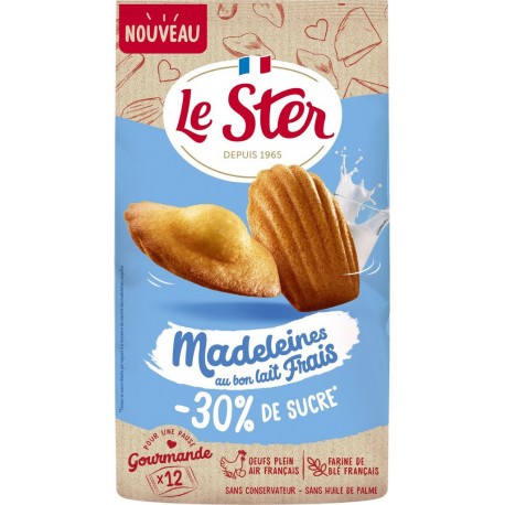 LE STER Madeleines Coquilles au Lait Frais - 30% de Sucre 12 madeleines 300g