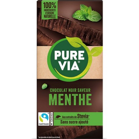 PURE VIA Tablette de chocolat noir menthe la tablette de 100g