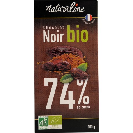 NATURALINE Tablette de chocolat 74% noir bio la tablette de 100g