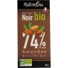NATURALINE Tablette de chocolat noir 74% bio aux amandes la tablette de 100g
