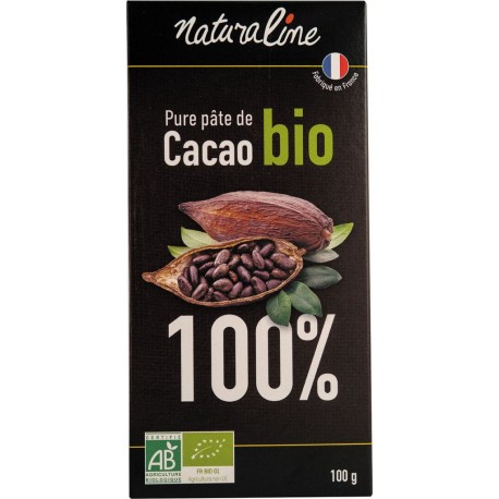 NATURALINE Tablette de pure pâte bio de cacao 100% la tablette de 100g