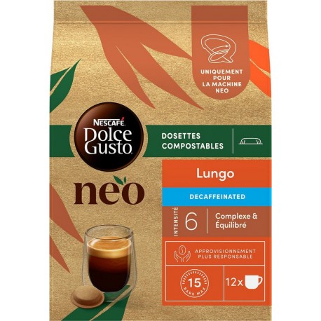 DOLCE GUSTO Café Capsules Lungo Décaféiné Compatible Dolce Gusto 12 capsules