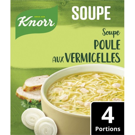 KNORR Soupe Déshydratée Poule Vermicelles Oignon pour 4 portions