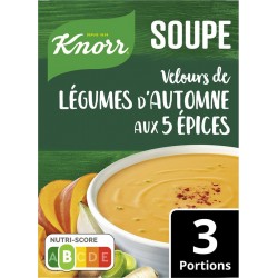 KNORR Soupe Déshydratée Velours de Légumes d'Automne aux 5 Épices le paquet pur 3 portions