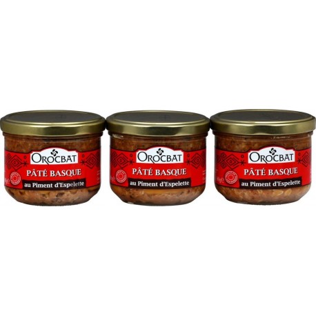 OROCBAT Pâté basque au piment d'Espelette les 3 pots de 180g
