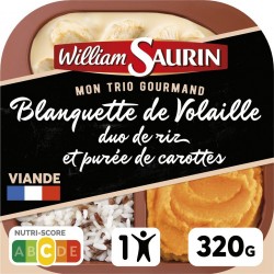 WILLIAM SAURIN Plat cuisiné blanquette de volaille duo de riz et purée de carottes 320g