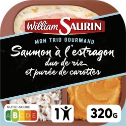 WILLIAM SAURIN Plat cuisiné saumon à l'estragon duo de riz et purée de carottes 320g