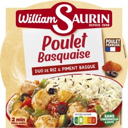 WILLIAM SAURIN Plat Cuisiné Poulet Basquaise Riz et Piment Basque 285g
