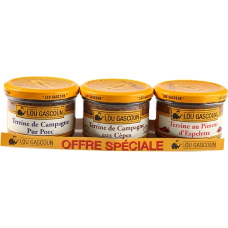 LOU GASCOUN Terrine assortiment les 3 pots de 180g