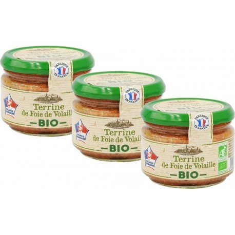 Terrine Lot 3x De Foie De Volaille Bio France Pot 180g les 3 unités de 0.18Kg